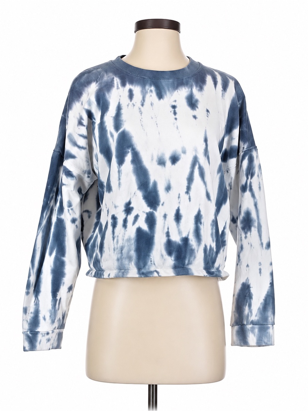 Banana Republic Blue and White Tie-Dye Crewneck Sweater